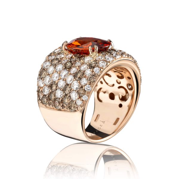 Bague Lepage L'Ardente en or rose et grenat mandarin