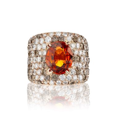 Bague Lepage L'Ardente en or rose et grenat mandarin