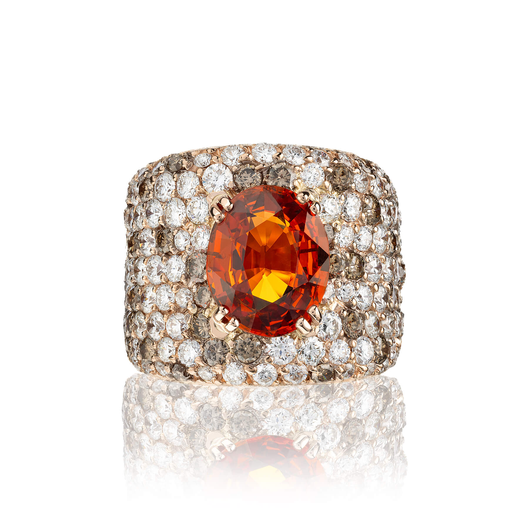 Bague Lepage L'Ardente en or rose et grenat mandarin