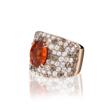 Bague Lepage L'Ardente en or rose et grenat mandarin