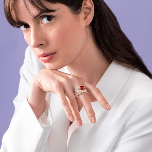 Bague Lepage L'Ardente en or rose et grenat mandarin