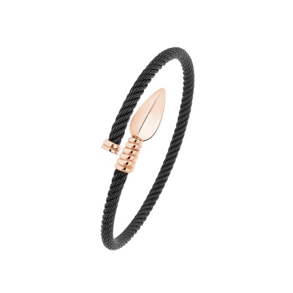 Bracelet Korloff Lance en acier noir, or rose et diamant noir