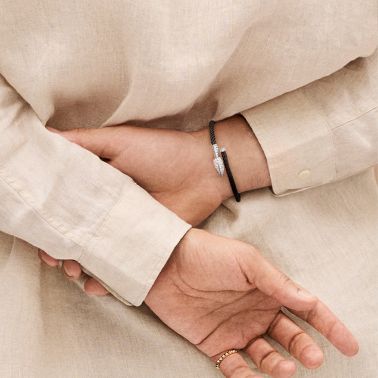 Bracelet Korloff Lance en acier, or rose et diamant noir