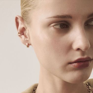 Repossi Antifer L hoop earrings, 2 rows in rose gold