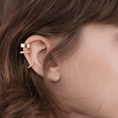 Earring Repossi Antifer 1 row paved in rose gold and diamonds