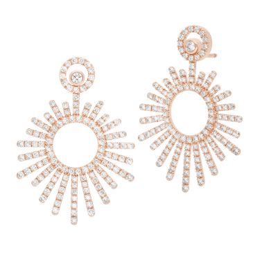 Boucles d’oreilles Korloff Divine Fougue Rayons longues en or rose et diamants 