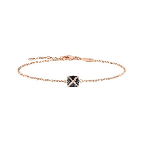 Korloff Korlove bracelet with PM chain, 1 heart in rose gold and black diamonds