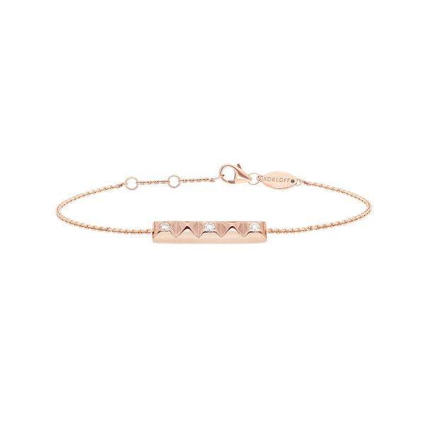 Korloff Korlove bracelet with PM chain, 5 hearts in rose gold and diamonds