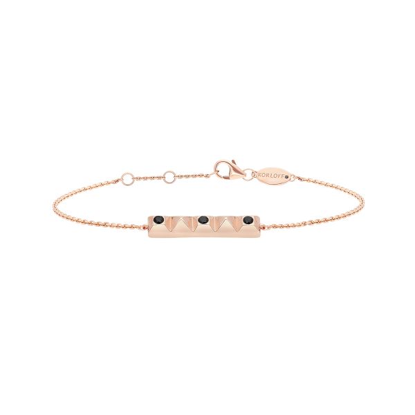 Korloff Korlove bracelet with PM chain, 5 hearts in rose gold and black diamonds