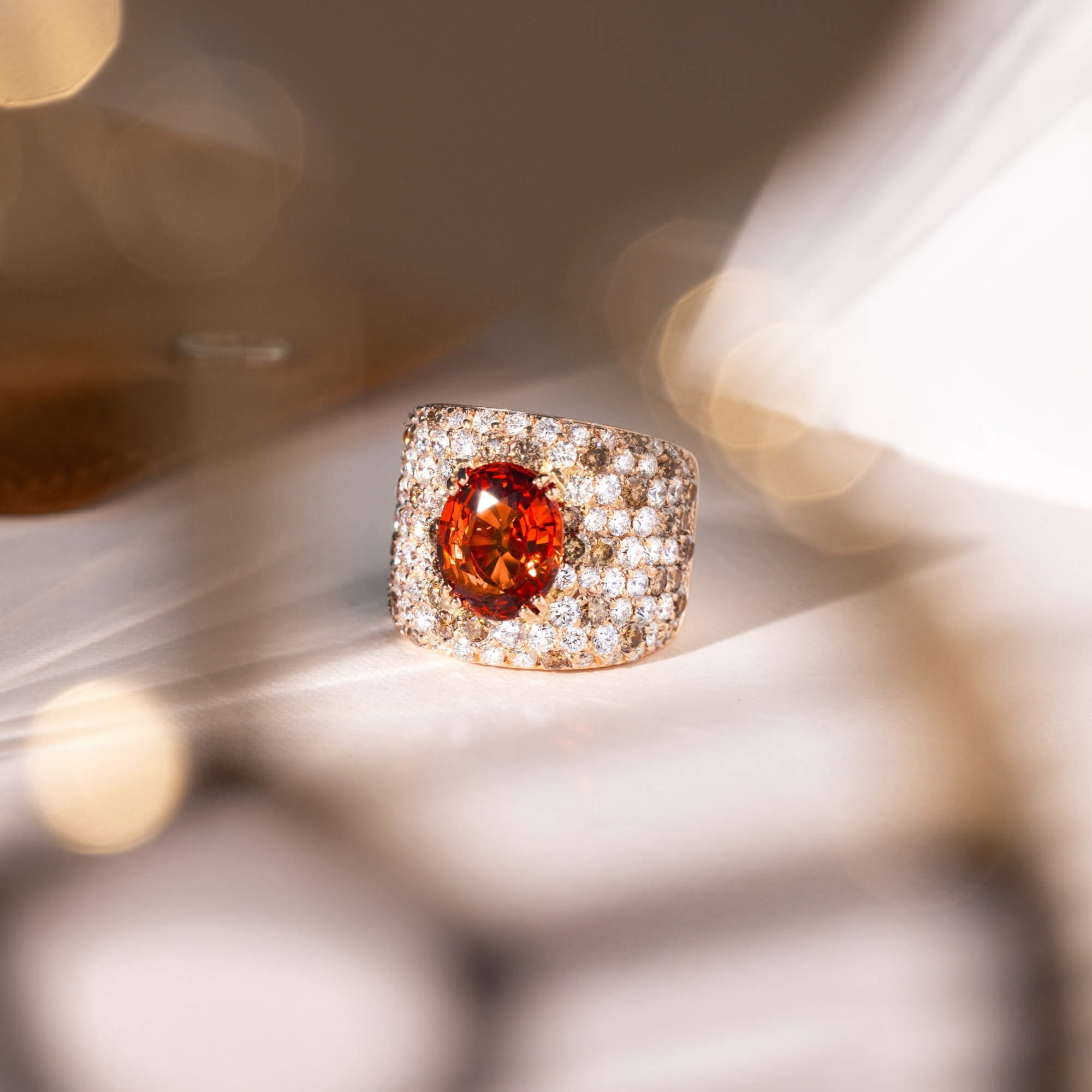 Bague Lepage L'Ardente en or rose et grenat mandarin