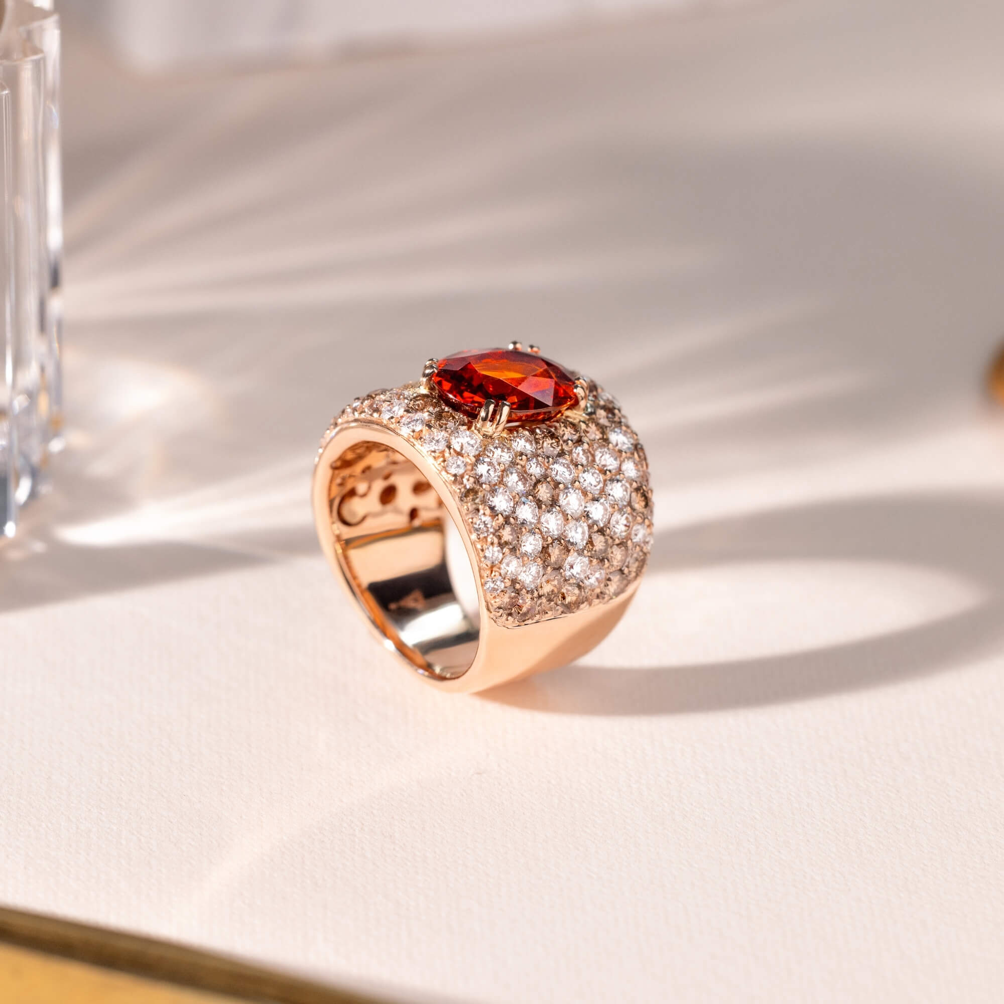 Bague Lepage L'Ardente en or rose et grenat mandarin