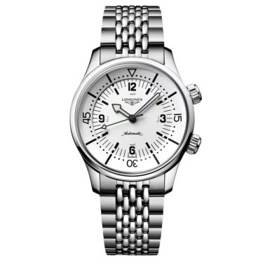Longines Legend Diver automatic watch white dial steel bracelet 39 mm