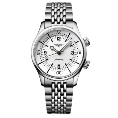 Montre Longines Legend Diver automatique cadran blanc bracelet acier 39 mm