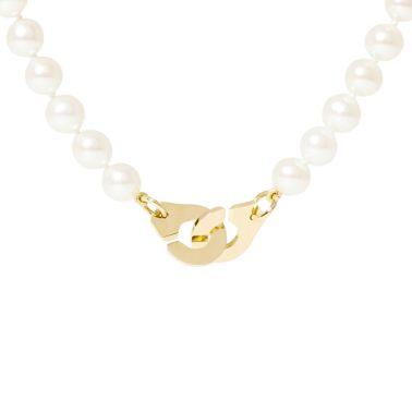 Dinh Van PM handcuff necklace in yellow gold and freshwater pearls