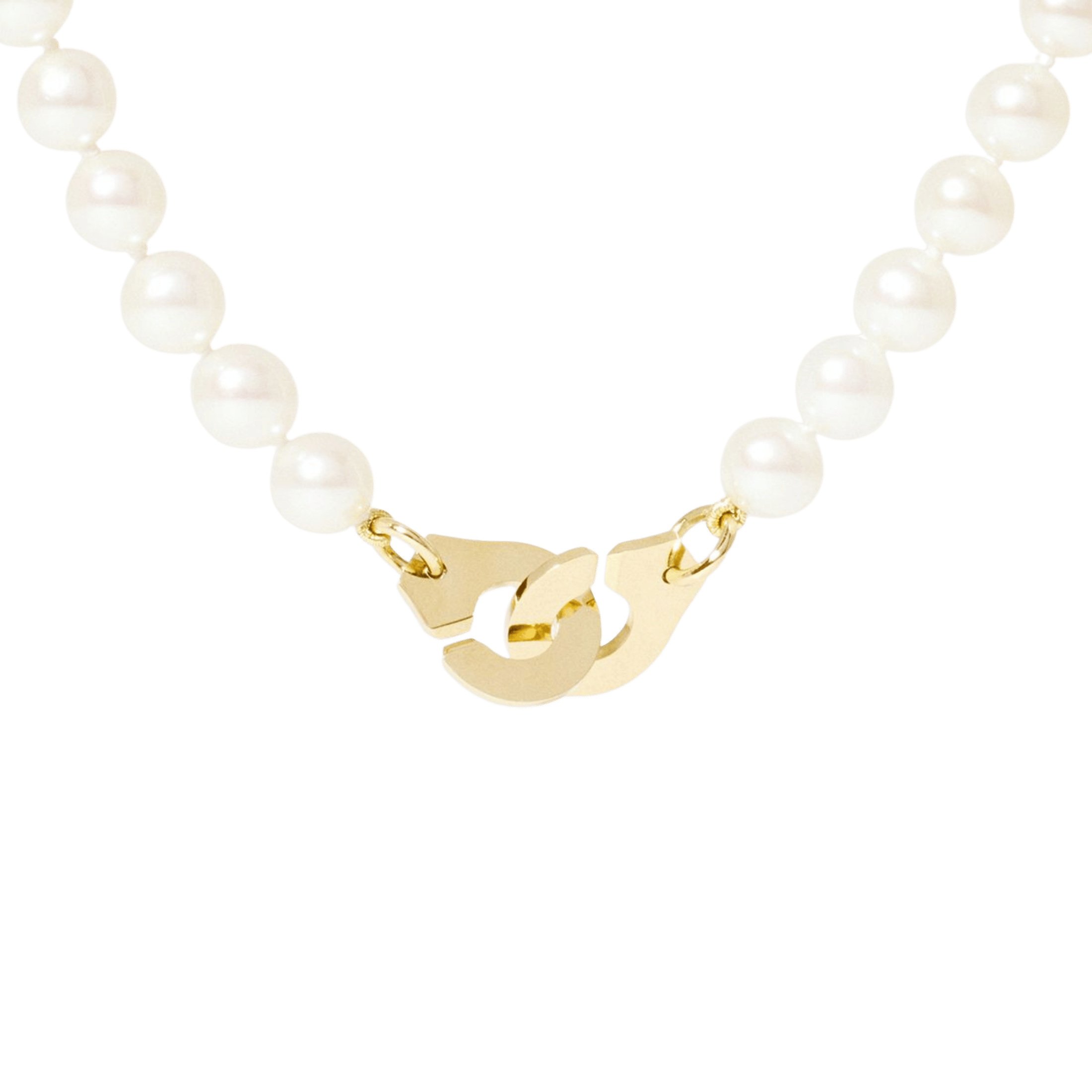 Collier Menottes dinh van PM en or jaune et perles d'eau douce