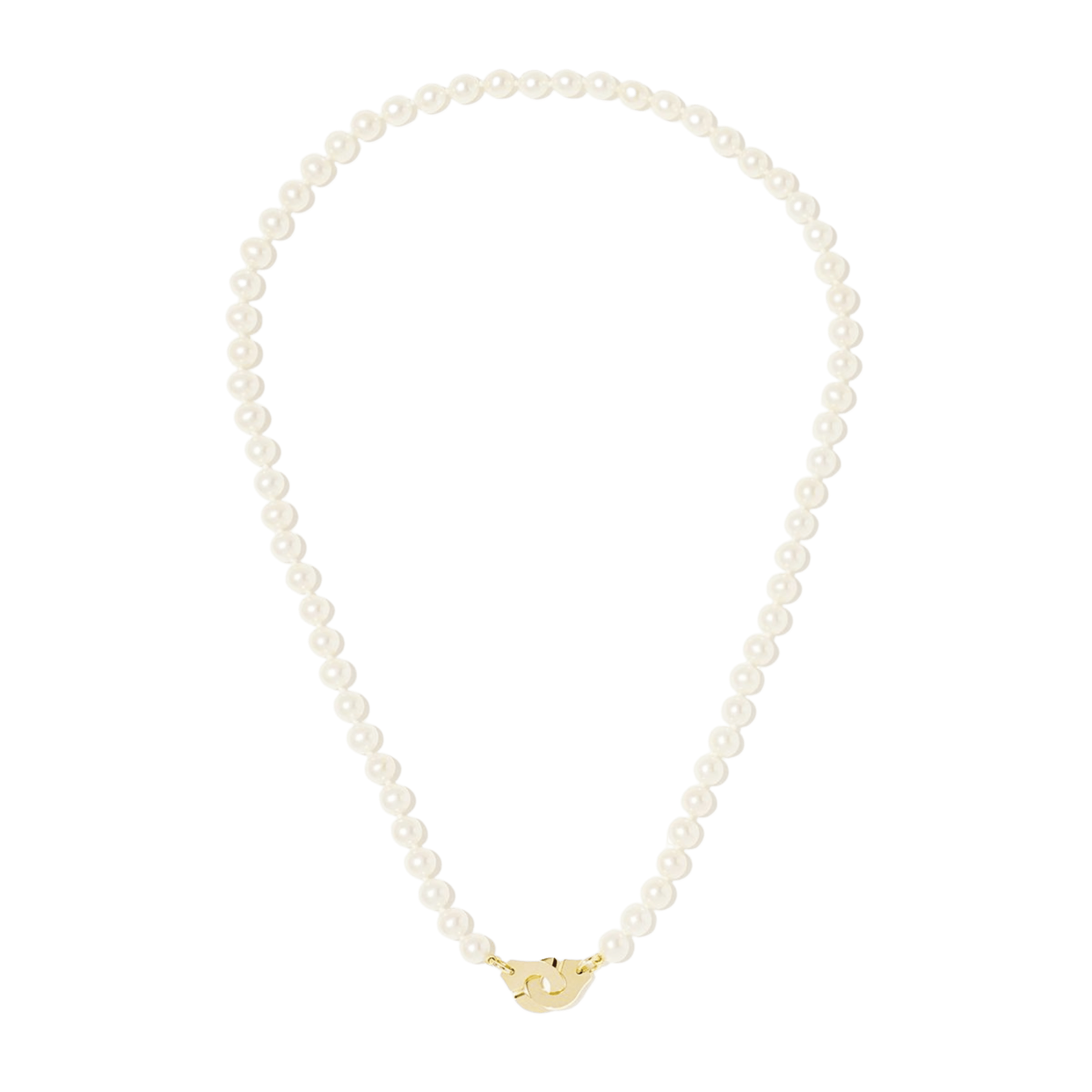 Collier Menottes dinh van PM en or jaune et perles d'eau douce