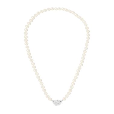Dinh Van PM handcuff necklace in white gold and freshwater pearls