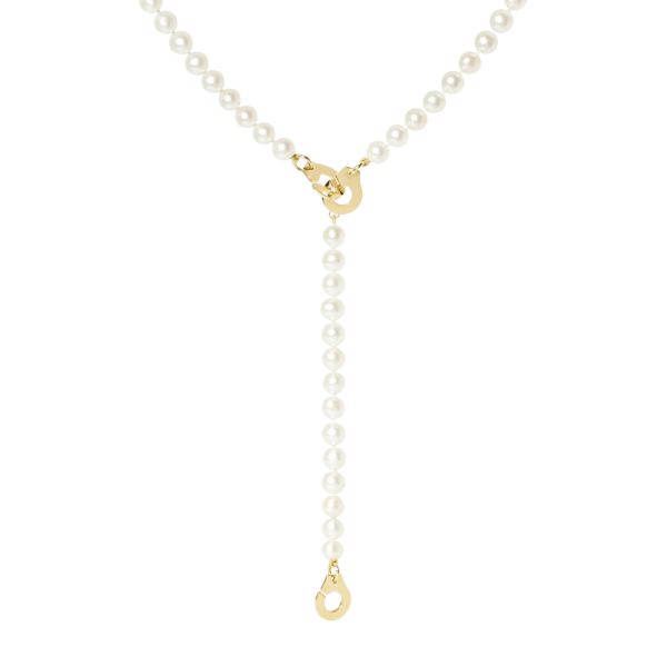 Collier 3 Menottes dinh van en or jaune et perles d'eau douce