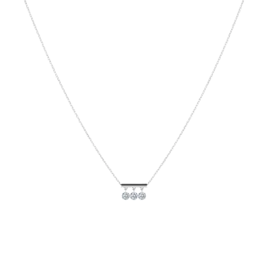 Collier La Brune et La Blonde Pampilles en or blanc 3 diamants taille brillant 0,60 carat - Soldat_PL