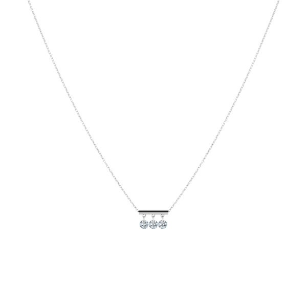 Collier La Brune et La Blonde Pampilles en or blanc 3 diamants taille brillant 0,60 carat - Soldat_PL