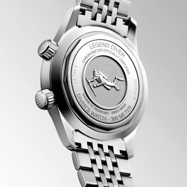 Longines Legend Diver automatic watch white dial steel bracelet 39 mm