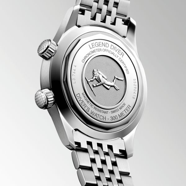 Longines Legend Diver automatic watch white dial steel bracelet 39 mm