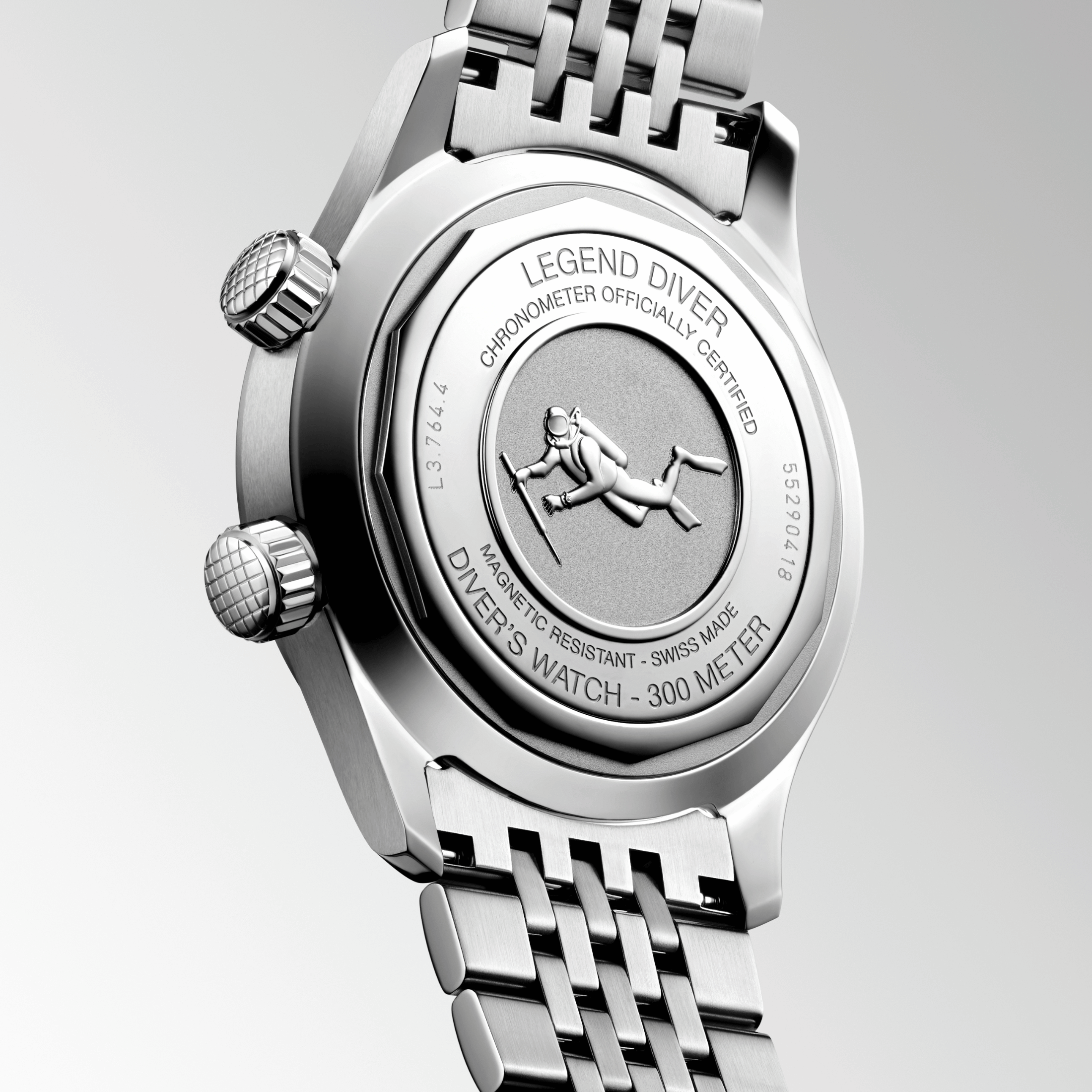 Longines Legend Diver automatic watch white dial steel bracelet 39 mm