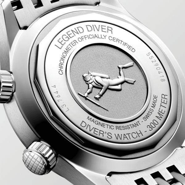 Longines Legend Diver automatic watch white dial steel bracelet 39 mm