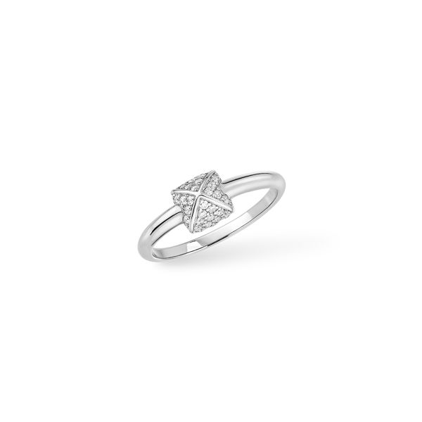 Korloff Korlove ring, small model, 1 heart in white gold and diamonds
