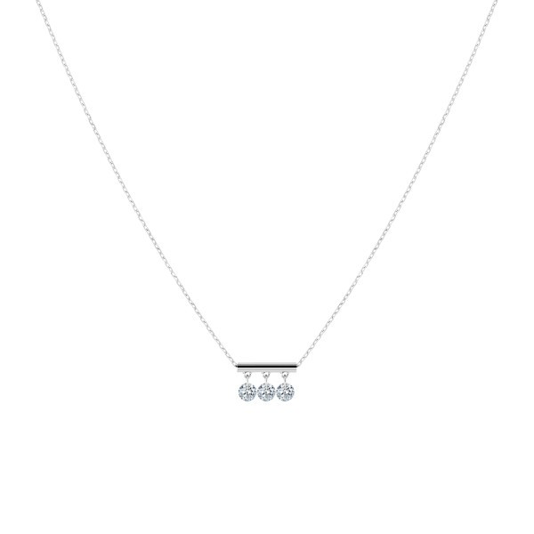 Collier La Brune et La Blonde Pampilles en or blanc 3 diamants taille brillant 0,60 carat - Soldat