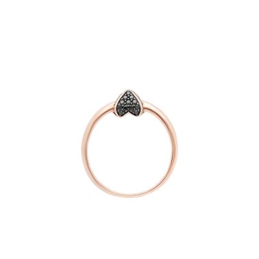 Korloff Korlove ring Small model ring with 1 heart in pink and black diamonds