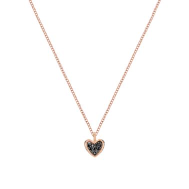 Korloff Korlove PM necklace with 1 rose gold heart and black diamonds