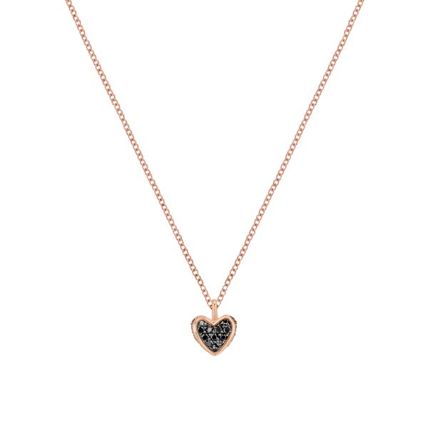 Korloff Korlove PM necklace with 1 rose gold heart and black diamonds