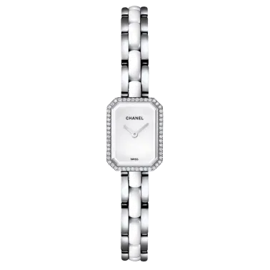 Montre Chanel Première Mini cadran blanc lunette sertie bracelet céramique blanche