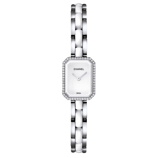 Montre Chanel Première Mini cadran blanc lunette sertie bracelet céramique blanche