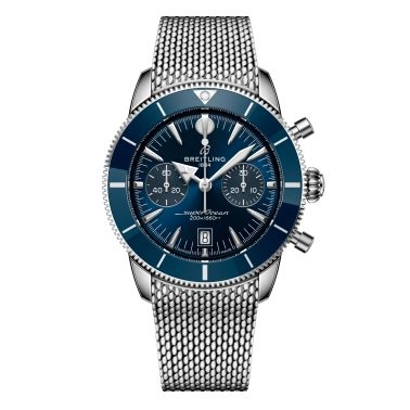 Breitling Superocean Heritage B01 Chrono automatic blue dial mesh bracelet 42 mm