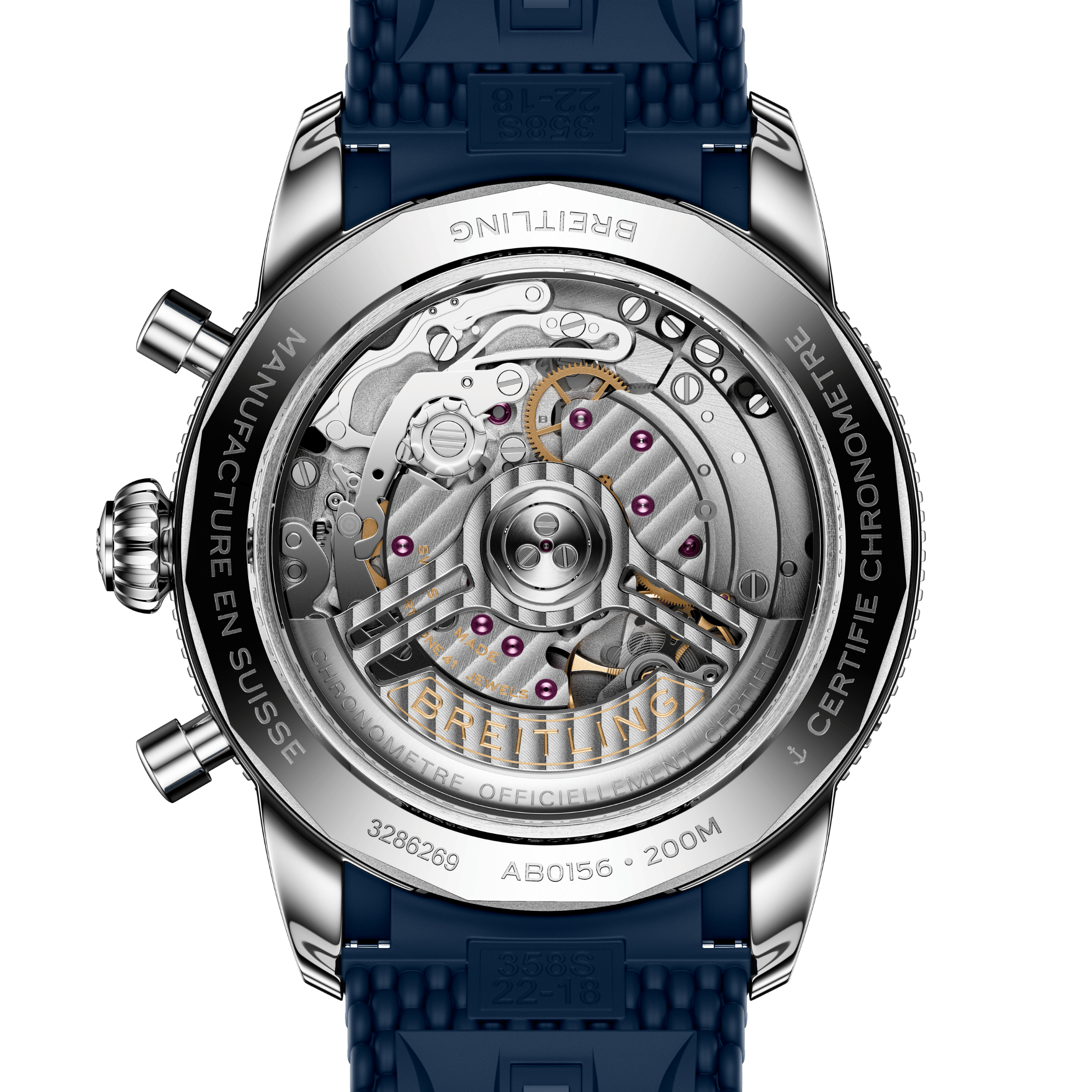 Montre Breitling Superocean Heritage B01 Chrono automatique cadran bleu bracelet caoutchouc 42 mm