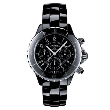 Montre CHANEL J12 chronographe bracelet ceramique haute resistance noire 41 mm