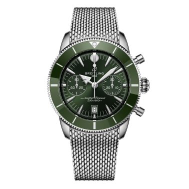 Montre Breitling Superocean Heritage B01 Chrono automatique cadran vert bracelet maille milanaise 42 mm
