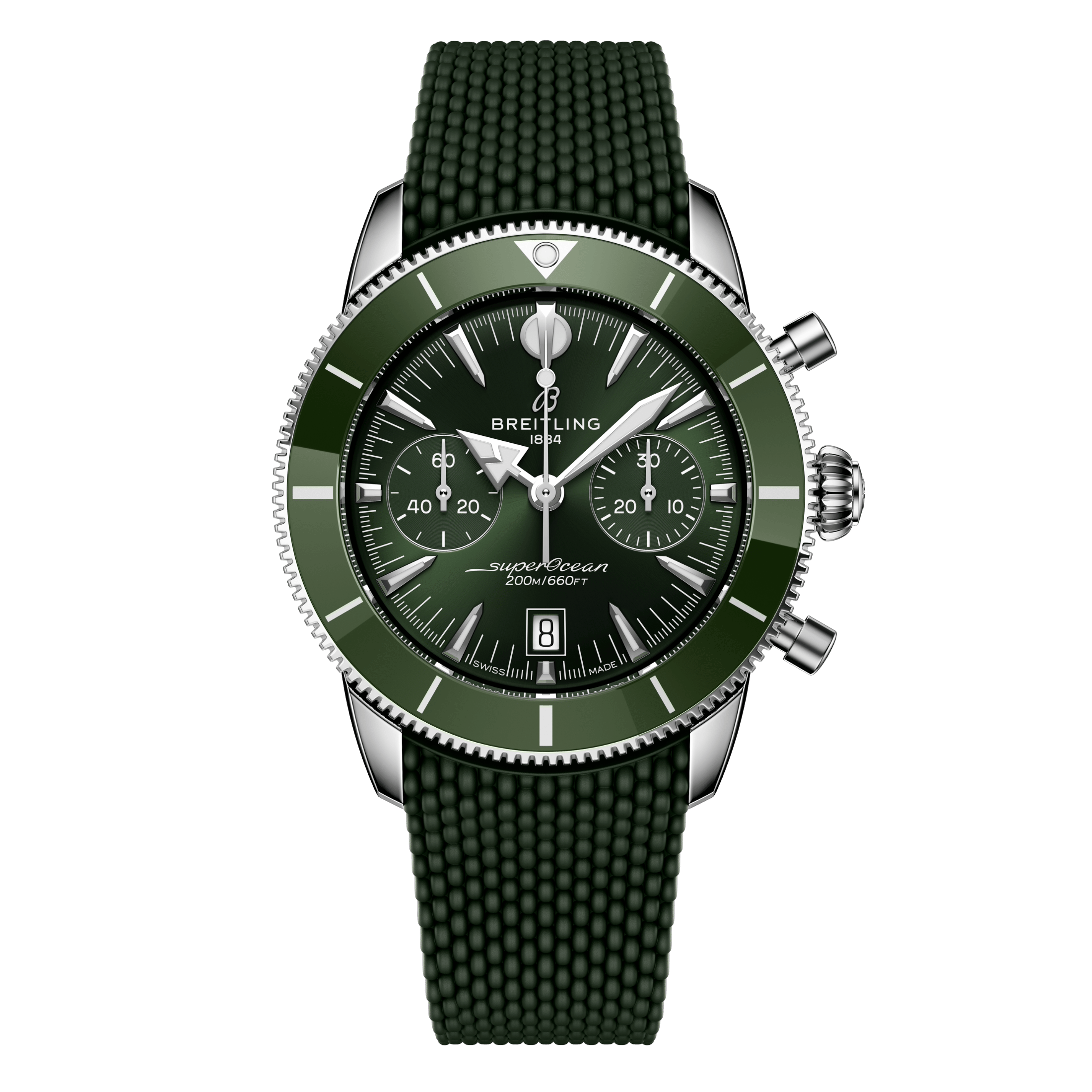 Breitling Superocean Heritage B01 Chrono automatic green dial rubber strap 42 mm