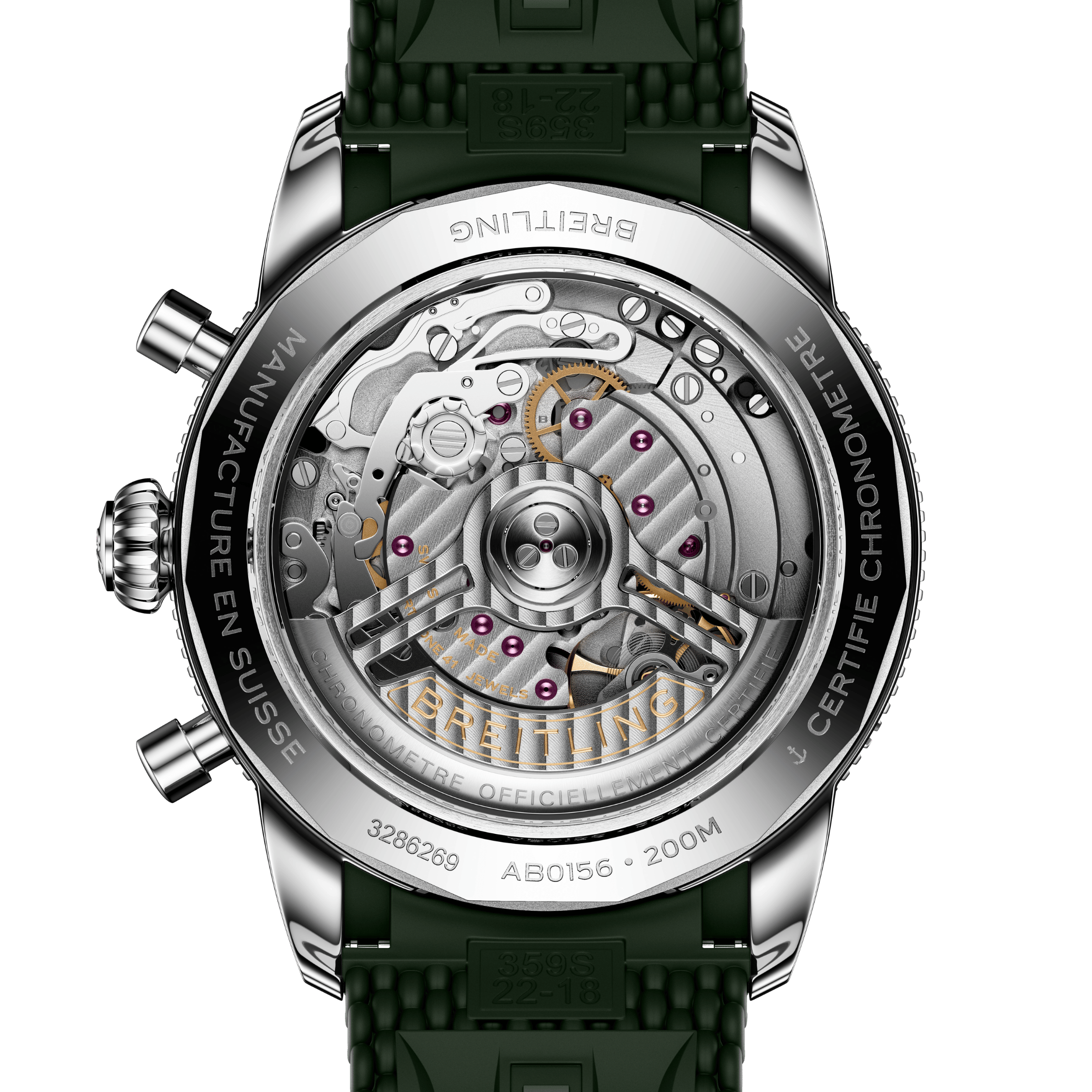 Montre Breitling Superocean Heritage B01 Chrono automatique cadran vert bracelet caoutchouc 42 mm