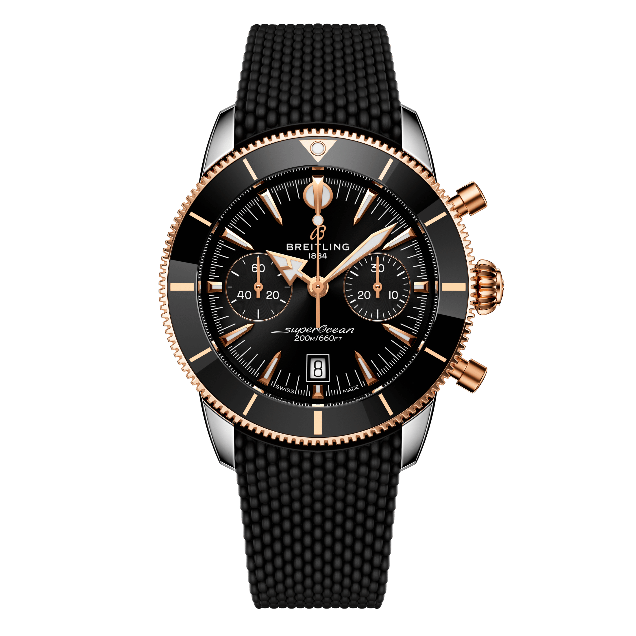 Breitling Superocean Heritage B01 Chrono Steel & Red Gold automatic black dial rubber strap 42 mm