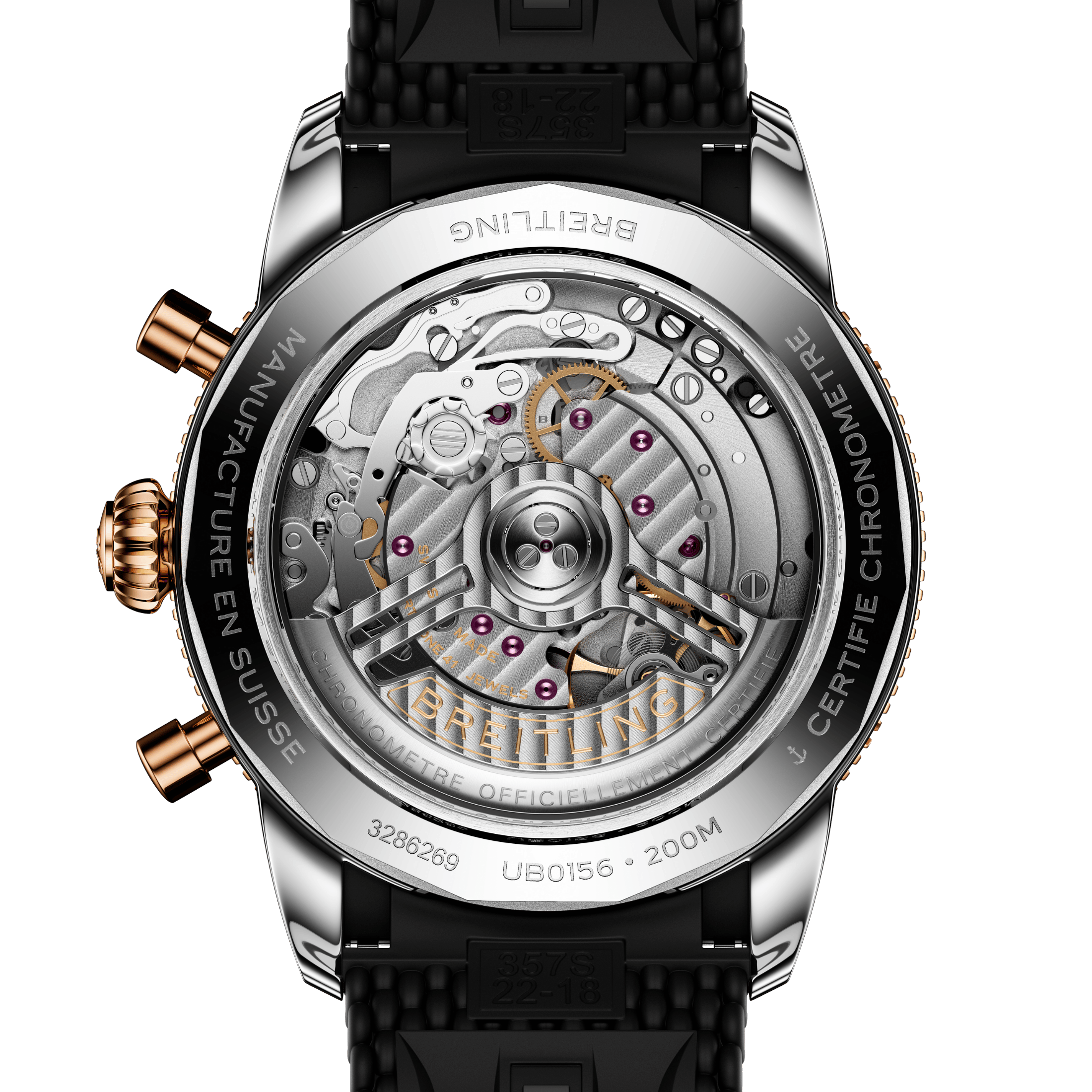 Breitling Superocean Heritage B01 Chrono Steel & Red Gold automatic black dial rubber strap 42 mm