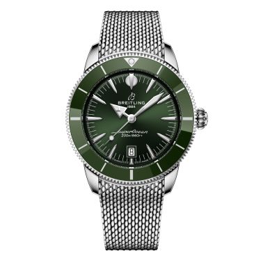 Montre Breitling Superocean Heritage B31 automatique cadran vert bracelet maille milanaise 44 mm