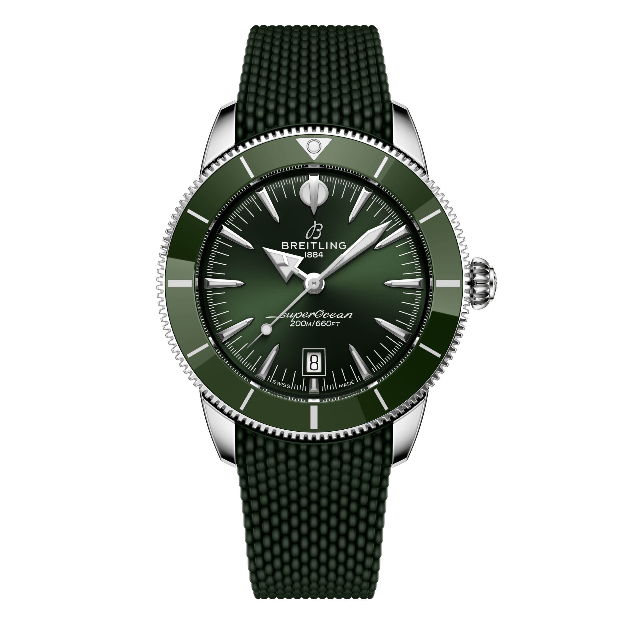 Montre Breitling Superocean Heritage B31 automatique cadran vert bracelet caoutchouc 44 mm