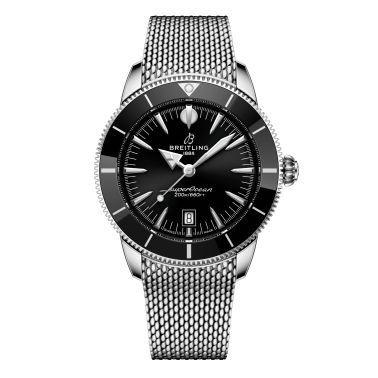 Montre Breitling Superocean Heritage B31 automatique cadran noir bracelet maille milanaise 44 mm