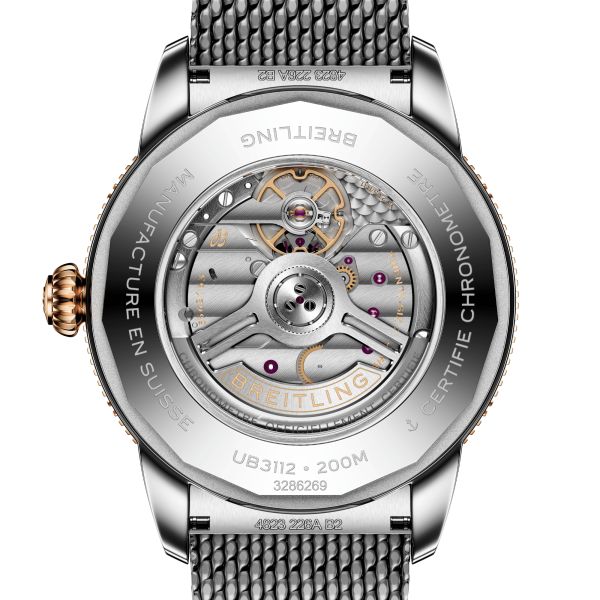 Montre Breitling Superocean Heritage B31 Acier & Or Rouge automatique cadran bleu bracelet maille milanaise 44 mm