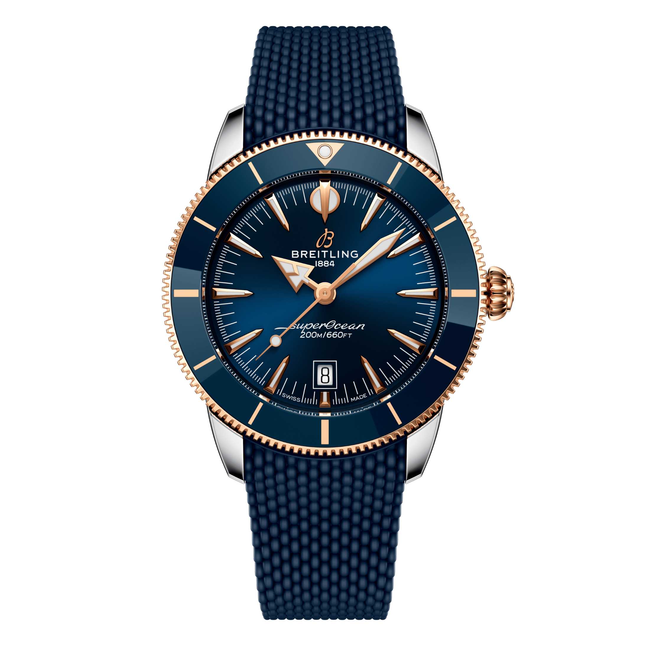 Montre Breitling Superocean Heritage B31 Acier & Or Rouge automatique cadran bleu bracelet caoutchouc 44 mm