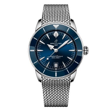 Breitling Superocean Heritage B31 automatic blue dial mesh bracelet 42 mm