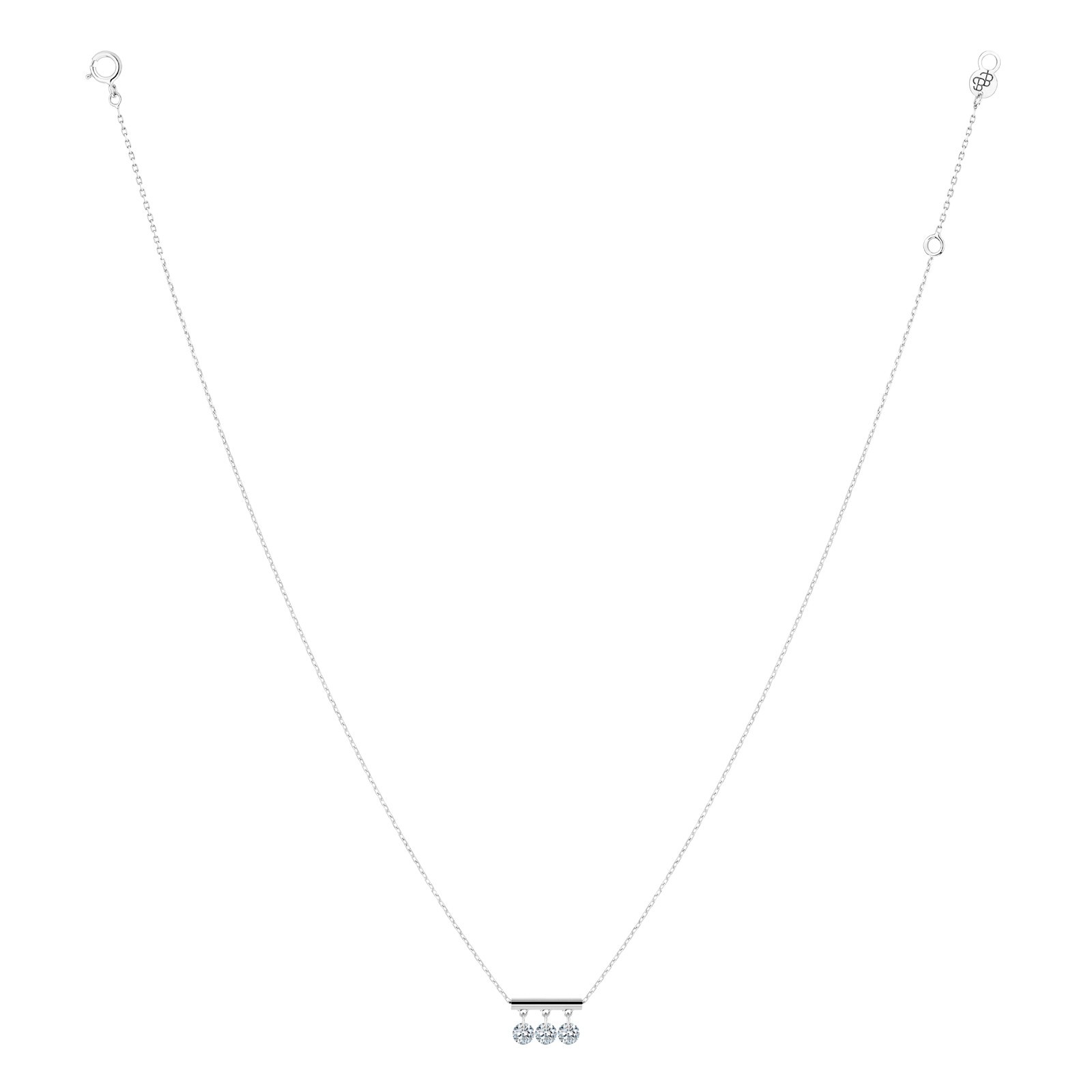 Collier La Brune et La Blonde Pampilles en or blanc 3 diamants taille brillant 0,60 carat - Full